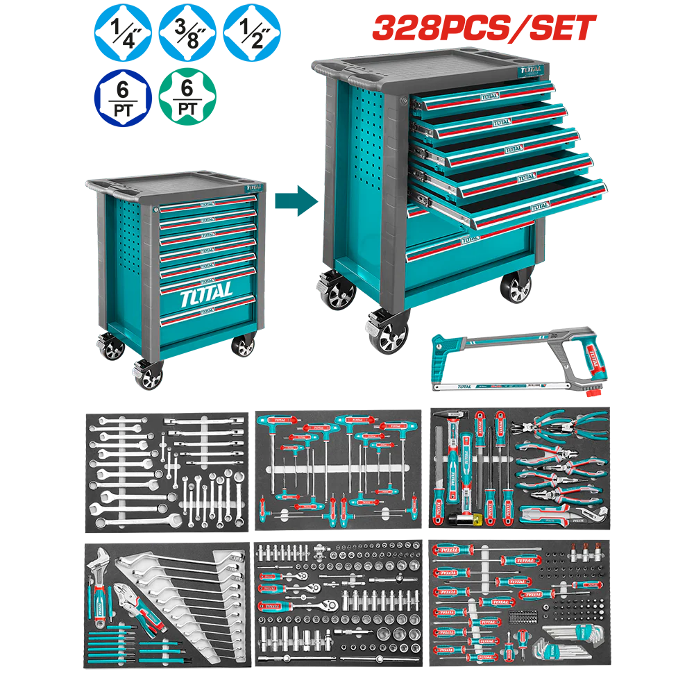 Carrello Portautensili 7 Cassetti con 328 Utensili total