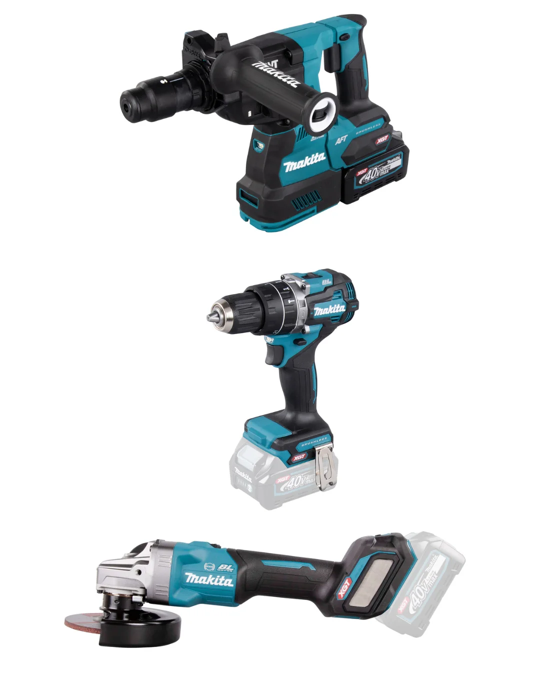 KIT COMBINATO MAKITA GA023GZ01+HR002GM202+HP002GZ01 IN OMAGGIO 2 BATTERIE 40V